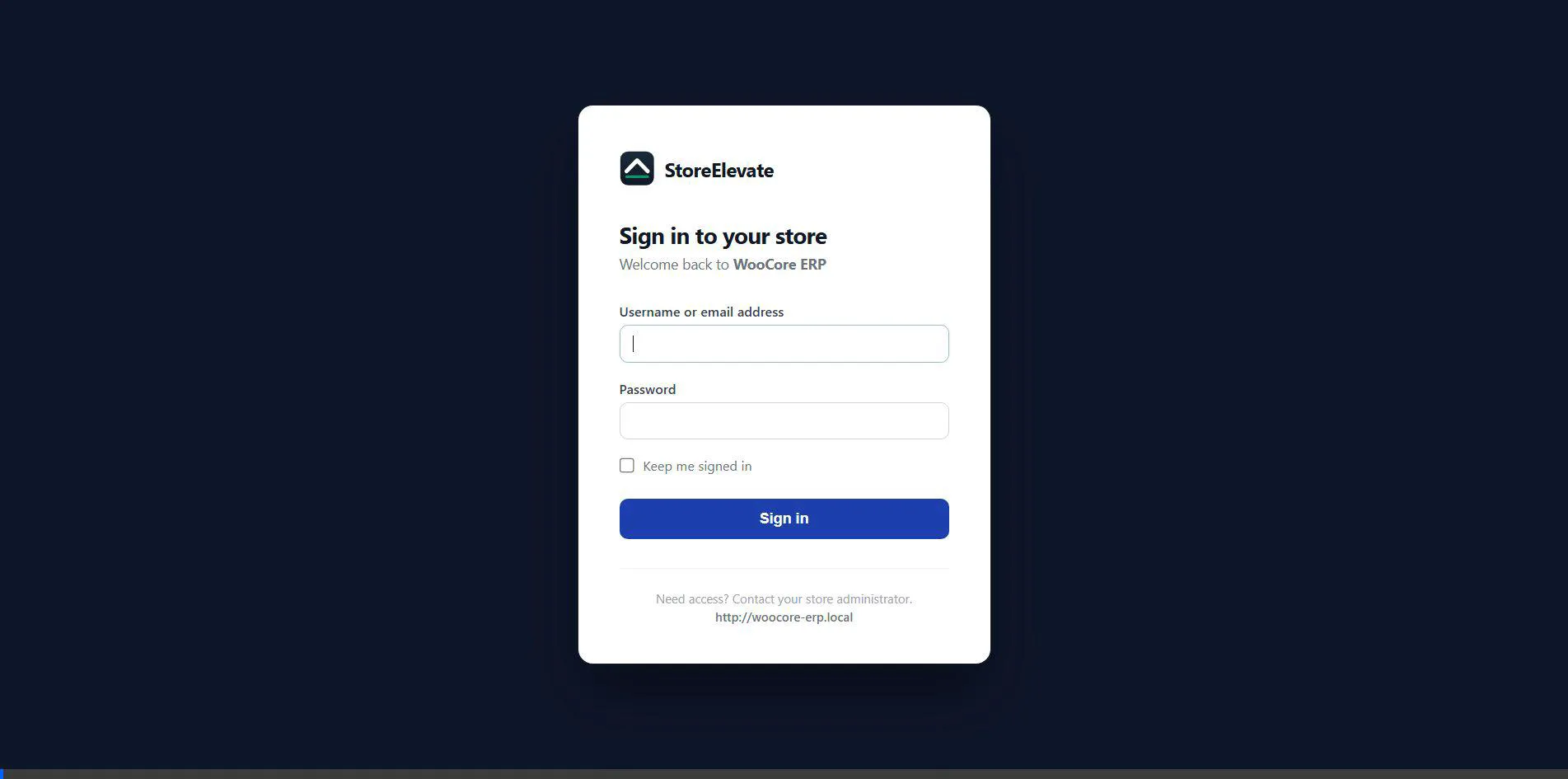 StoreElevate secure frontend dashboard demo